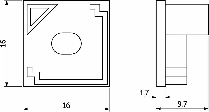 Заглушка к алюминиевому профилю ORION-1616Q, форма квадрат, AKS
