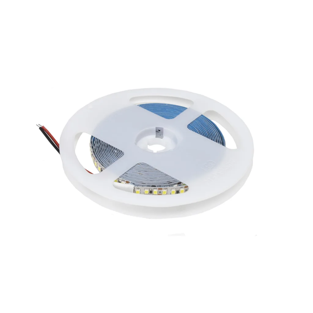 Лента светодиодная - 14,4W/m, 12V, 8мм, 2835, 180 д/м, IP20, холодный белый (6000K), 5м, AKS