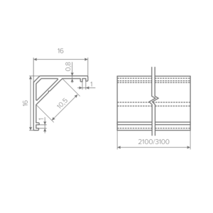 Профиль накладной угловой AQ FORM для LED лент 16х16 2 м алюминий