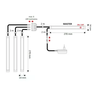 Светильник светодиодный Polarus Micro Master, накладной, 12VDC, 3,4W, L-270mm, холодный белый 6000К, HLT