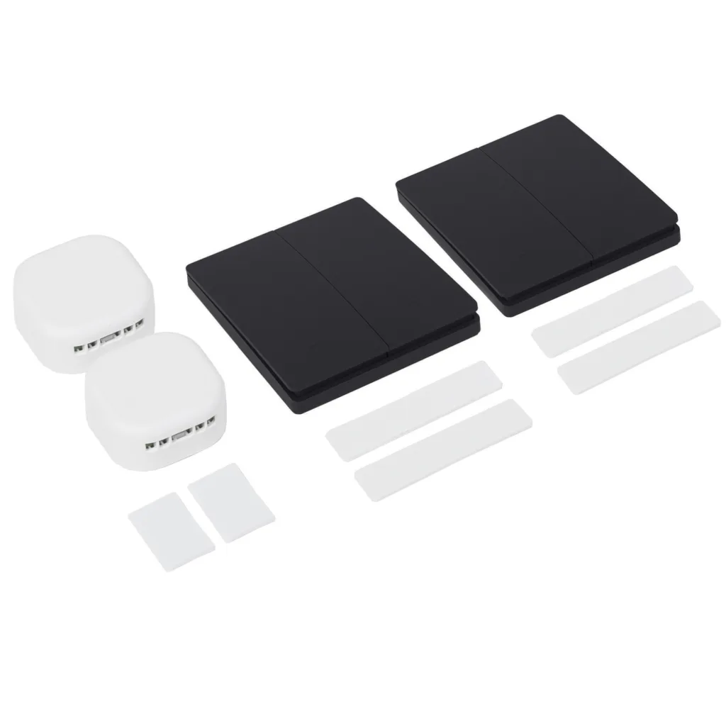 Выключатель кинетический, с реле, проходной, 2 клавиши, черный, AKS