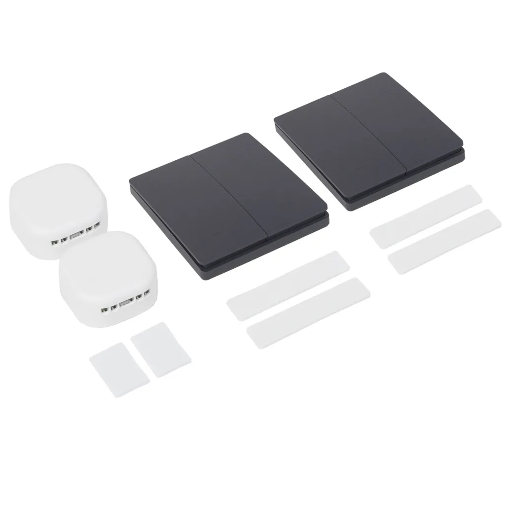 Выключатель кинетический, с реле, проходной, 2 клавиши, графит, AKS