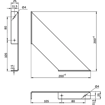 Полкодержатель металл PLATE 200*200*2,3 черный