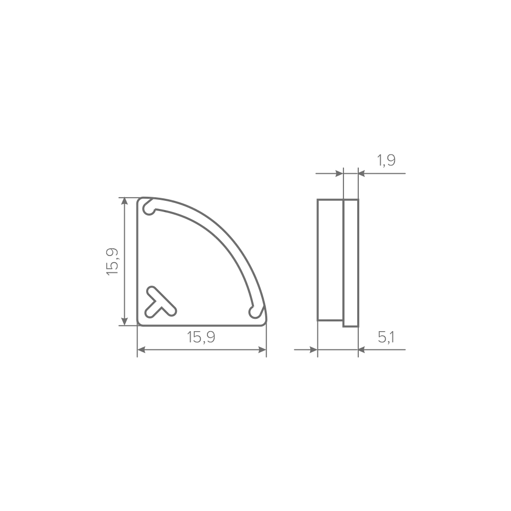 Заглушка для профиля AQ FORM углового 16х16 черная