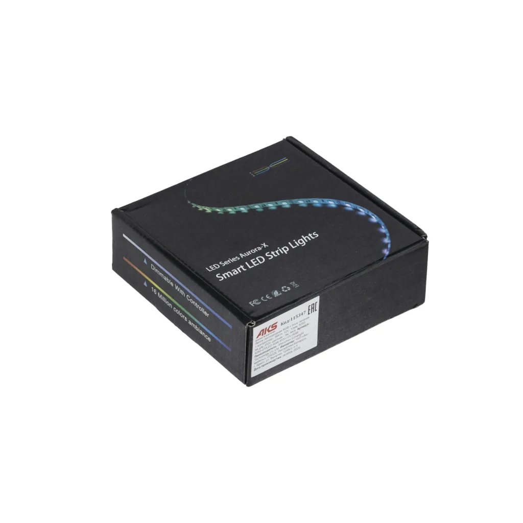 Лента светодиодная RGB - 9W/m, 12V, 10мм, 5050, 54 д/м, IP20, цветная - 5м, + блок питания + контроллер, AKS