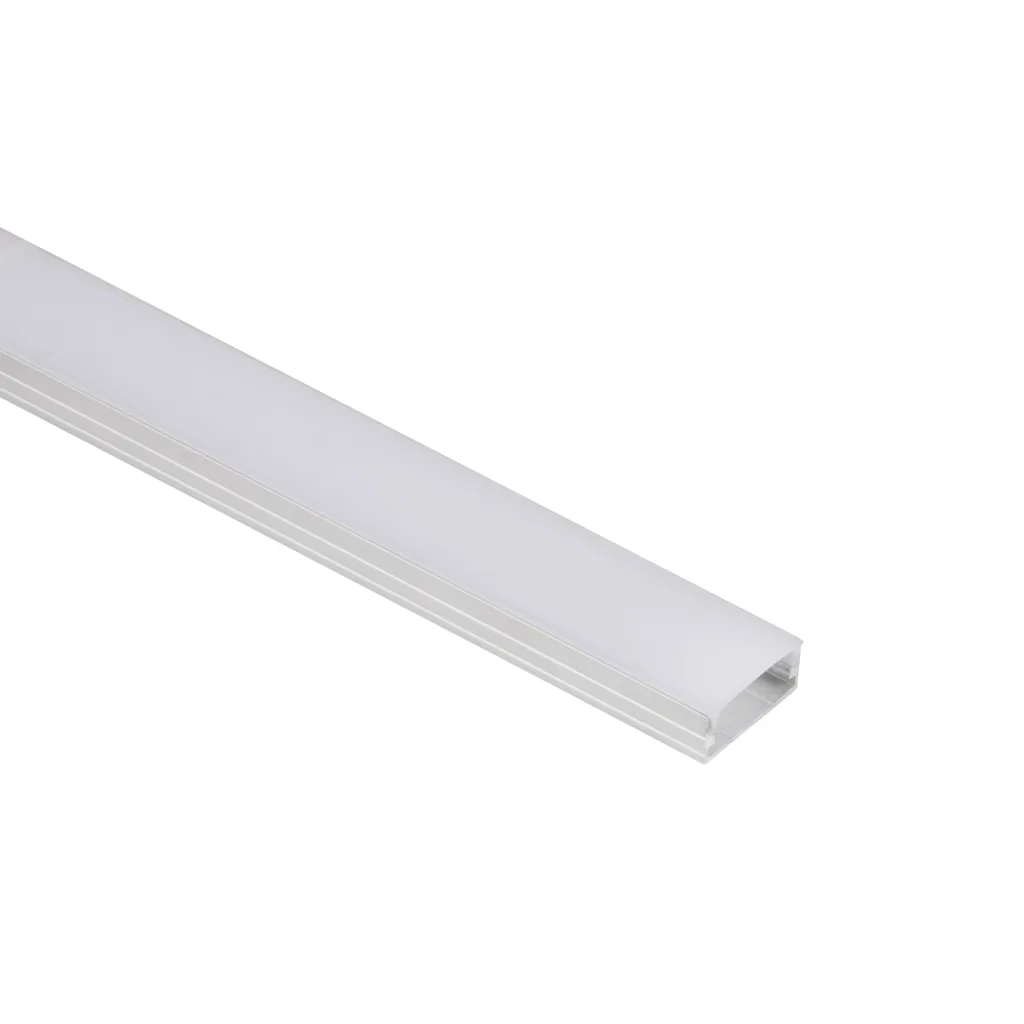 Профиль алюминиевый накладной SIRIUS-1407S с экраном, цвет алюминий, 2м, AKS (в комплекте 4 заглушки и 4 крепления)