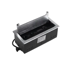 Выдвижной удлинитель Atlas USB, 2 розетки, USB A + C, HDMI, LAN, шлиф. сталь, AKS