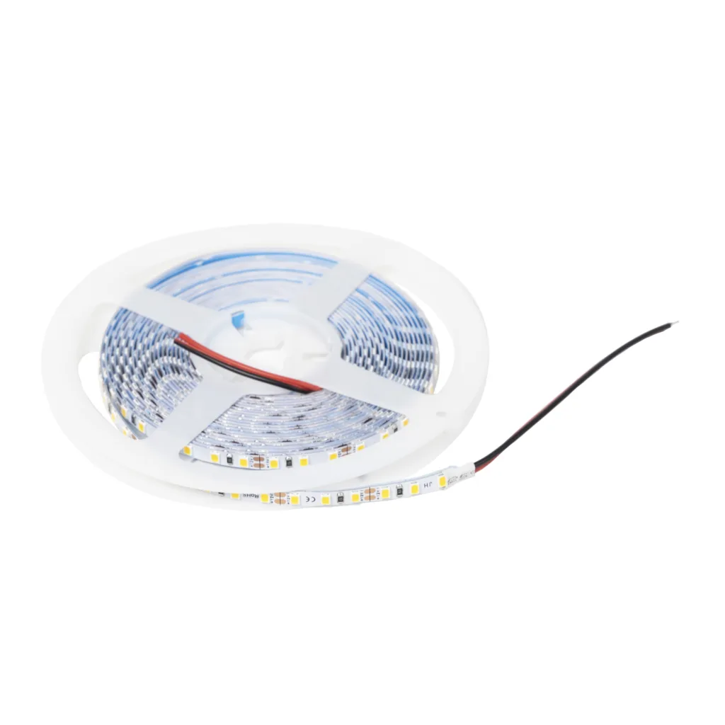 Лента светодиодная - 9,6W/m, 12V, 5мм узкая, 2835, 120 д/м, IP20, нейтральный белый (4000K), CRI>80, 1100 Lm, 5м, AKS