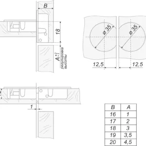 Мебельная петля HS001/Ni/2