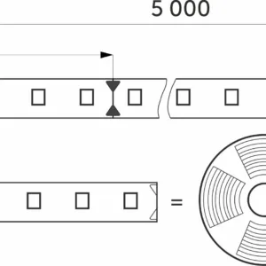 Лента светодиодная - 14,4W/m, 24V, 8мм, 2835, 180 д/м, IP20, холодный белый (6000K), CRI>80, 1600 Lm, 5м, AKS