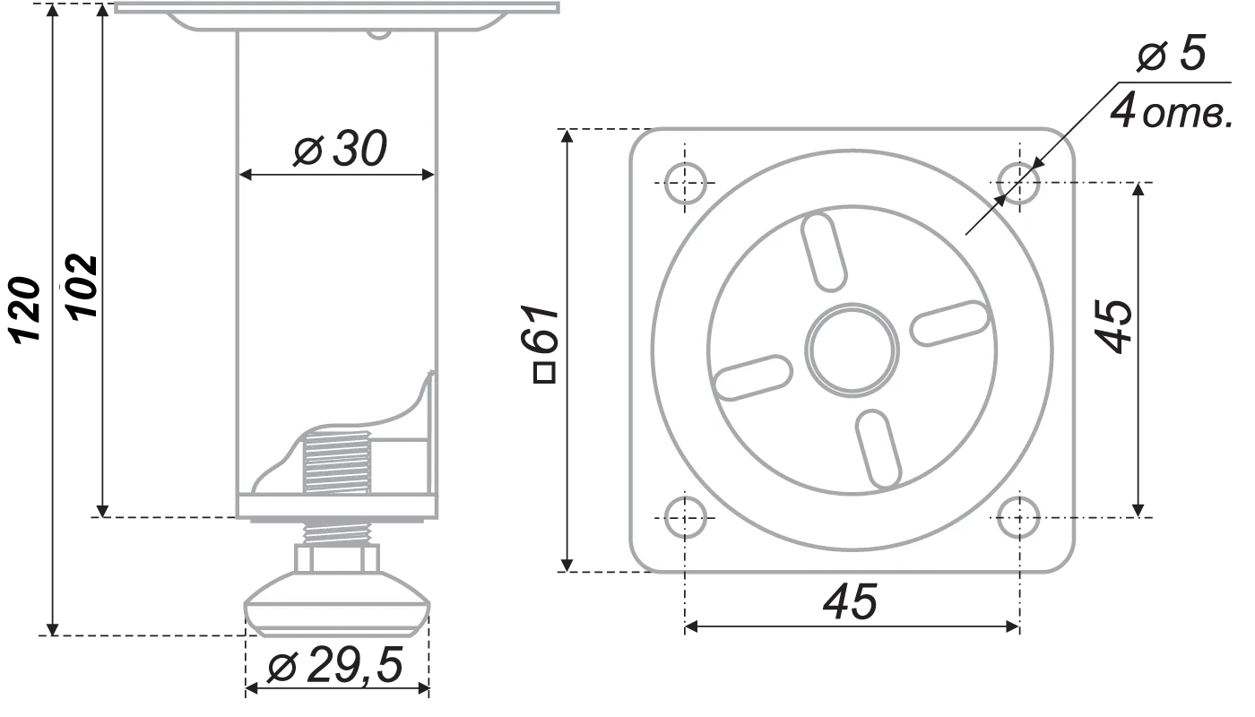 Мебельная опора N305CP.2