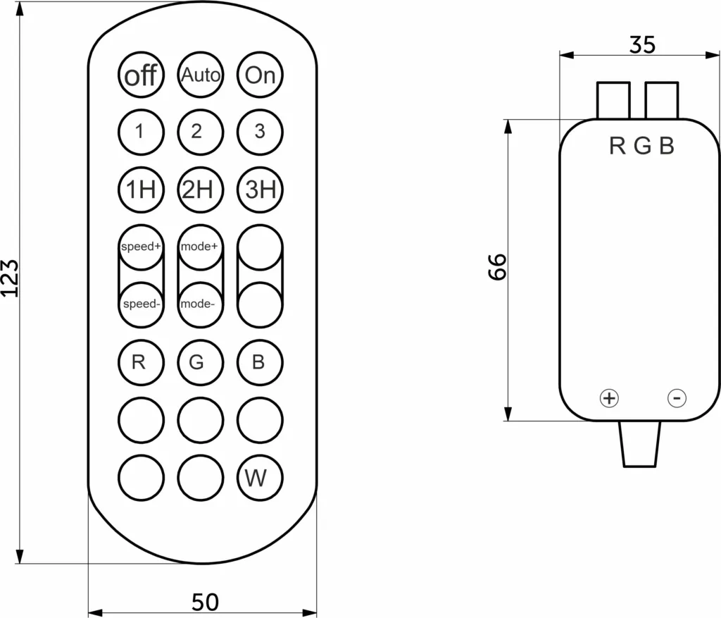 Контроллер для светодиодной ленты RGB, с пультом, музыкальный,12/24V, 72W/144W, AKS
