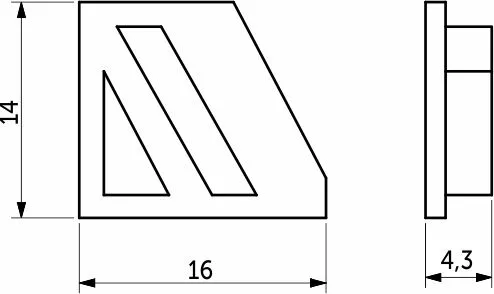 Заглушка к алюминиевому профилю Triline mini (Starline Micro), серая, левая, HLT