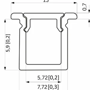 Профиль алюминиевый врезной NAVI-0806A с экраном, узкий, цвет алюминий, 2м, AKS