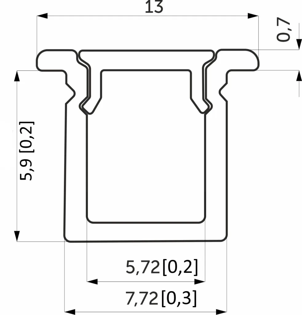 Профиль алюминиевый врезной NAVI-0806A с экраном, узкий, цвет черный, 2м, AKS