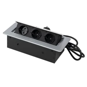 Выдвижной удлинитель Nova, 3 розетки, алюминий, AKS