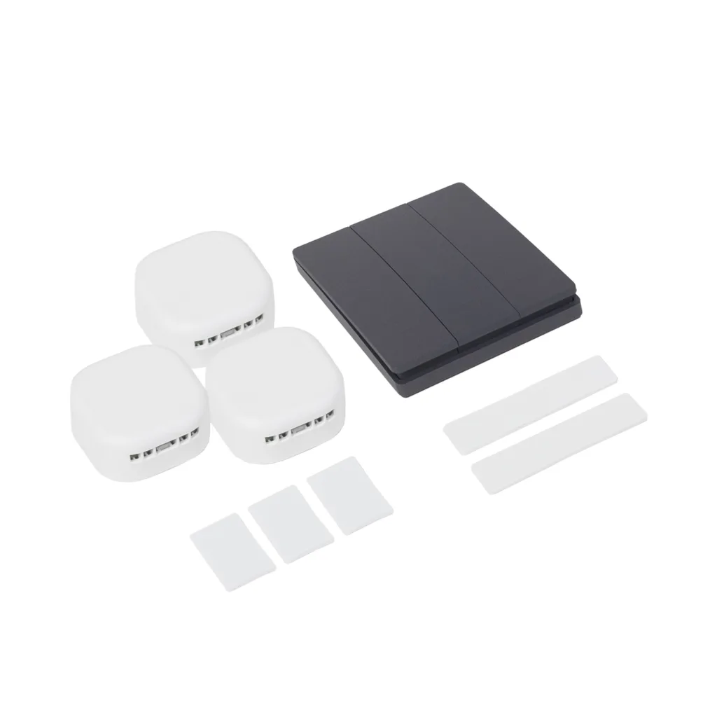 Выключатель кинетический, с реле, 3 клавиши, графит, AKS