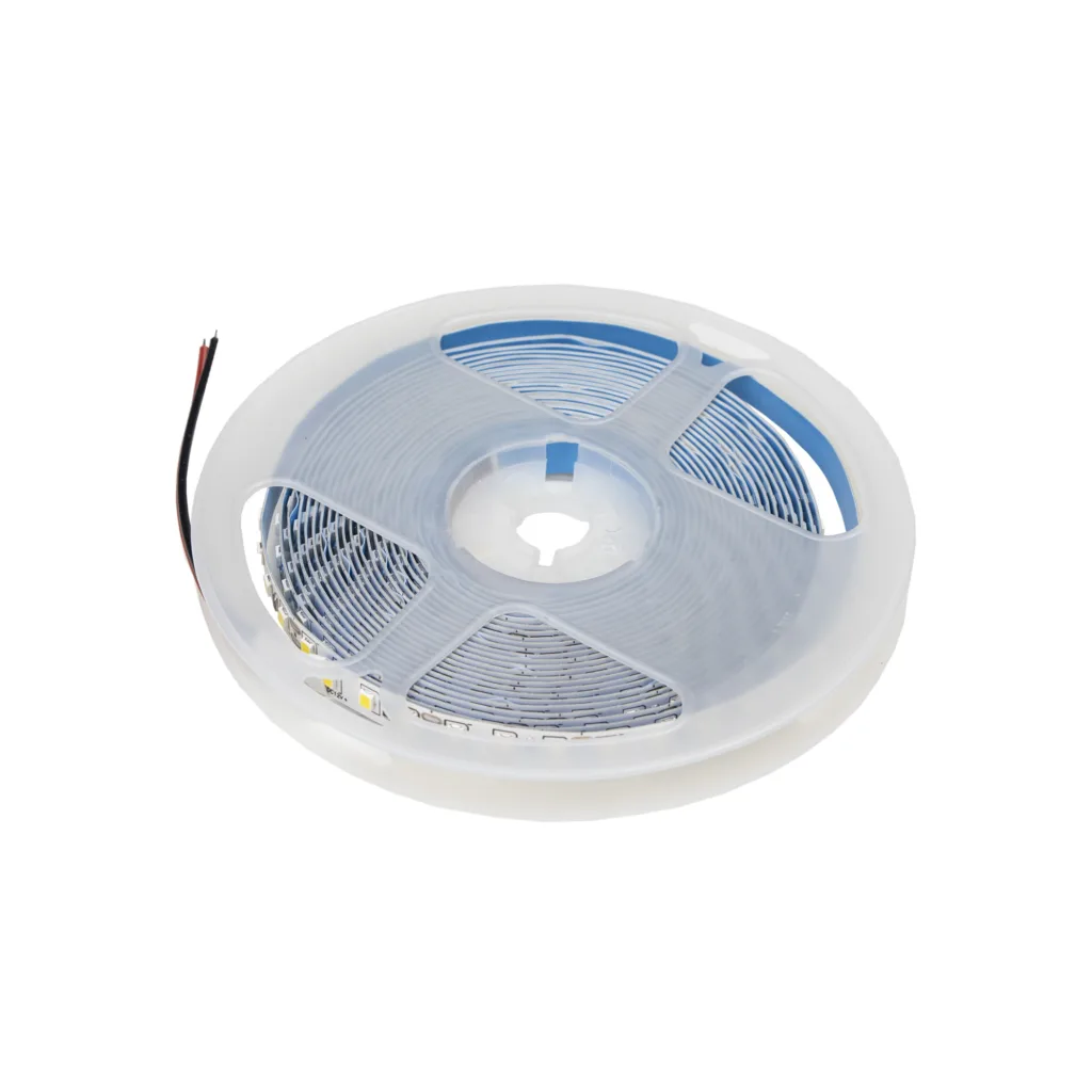 Лента светодиодная влагостойкая - 9,6W/m, 12V, 8мм, 2835, 120 д/м, IP65, нейтр. бел (4000К), 5м, AKS