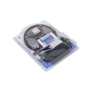 Лента светодиодная RGB влагостойкая - 4,8W/m, 12V, 10мм, 5050, 54 д/м, IP65, цветная - 5м, + блок питания + контроллер, AKS