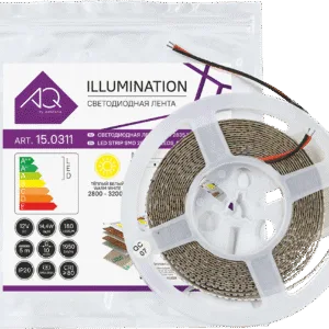 Лента светодиодная AQ LED-LINE 2835 180 LED/м 12V 14,4W/м 10 мм IP20 теплый белый 5 м (15.0026)