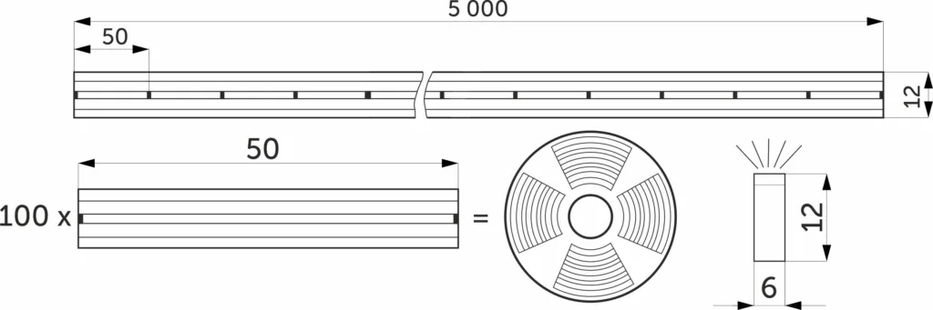 Гибкий неон - 9,6W/m, 24V, 6*12мм, 120 д/м, IP65, холодный белый (6000K) - 5м, AKS
