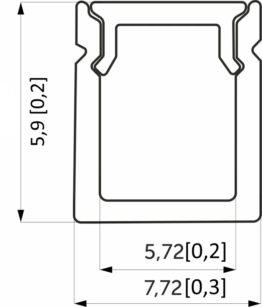 Профиль алюминиевый накладной NAVI-0806B с экраном, узкий, цвет алюминий, 2м, AKS