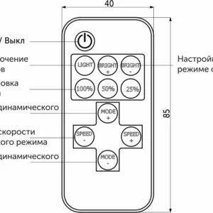 Контроллер для светодиодной ленты, с пультом, 12/24V, 48/96W, GS