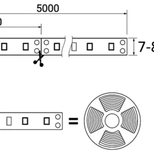 Лента светодиодная - 4,8W/m, 12V, 8мм, 2835, 60 д/м, IP20, холодный белый (6000K), CRI>70, 220 Lm, 20м, AKS