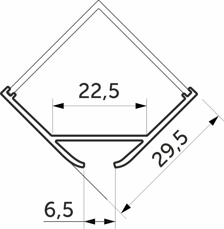 Профиль алюминиевый угловой/подвесной ORION-GREAT 3030Q с экраном квадрат, цвет алюминий, 2м, AKS