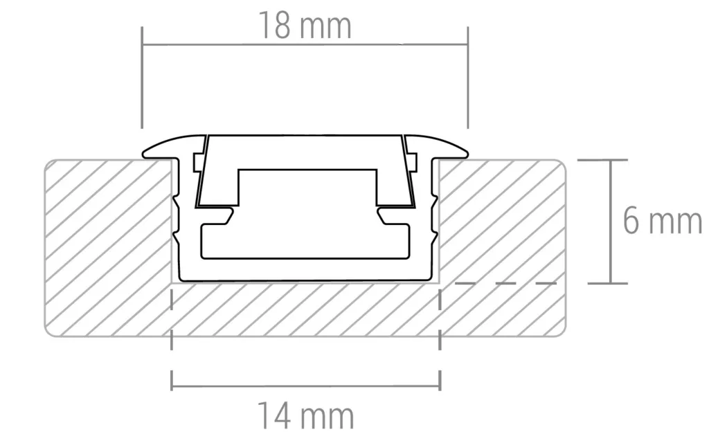 Профиль алюминиевый врезной Inline mini (Inside LED mini) 2м, HLT