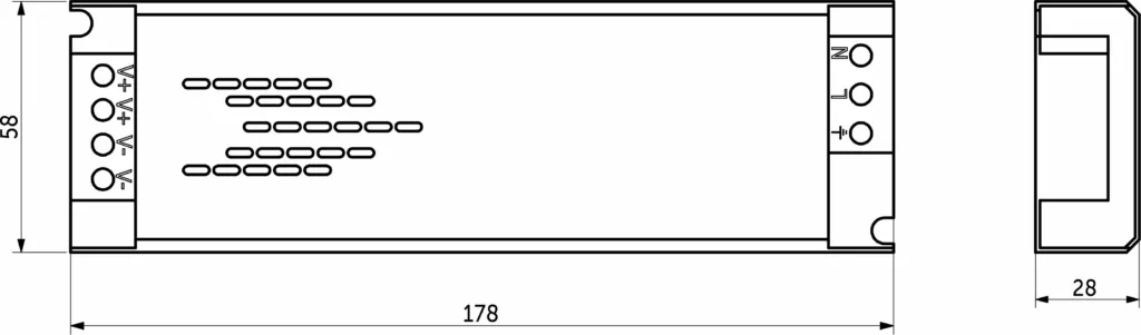 Блок питания Indoor 100W/12V, серия 6, медленный запуск, с диммированием, быстрозажимные клеммы, AKS