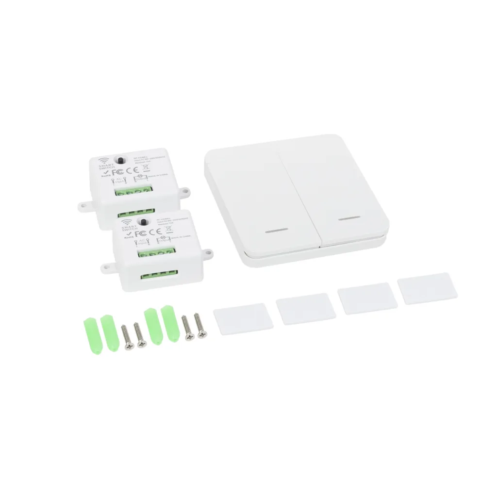 Выключатель беспроводной, с реле, 2 клавиши, белый, AKS