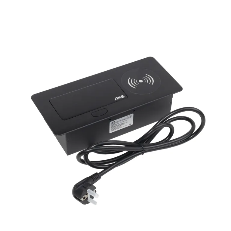 Выдвижной удлинитель Nova 5, 1 розетка, USB A + C, беспроводная зарядка, черный, AKS