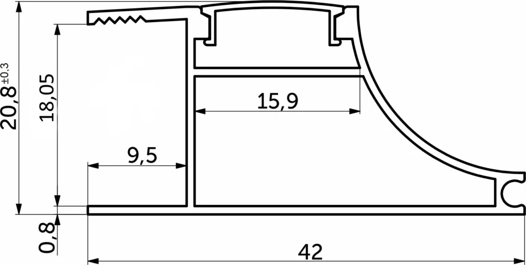 Профиль алюминиевый накладной/торцевой AVIOR, с экраном, цвет черный, 3м, AKS