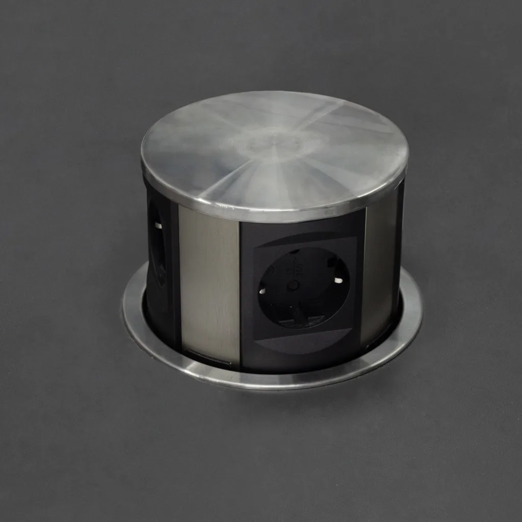 Выдвижной удлинитель Tor USB, 120 мм 3 розетки, 2xUSB A, сталь, AKS