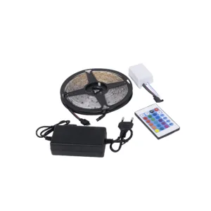 Лента светодиодная RGB влагостойкая - 4,8W/m, 12V, 10мм, 5050, 54 д/м, IP65, цветная - 5м, + блок питания + контроллер, AKS