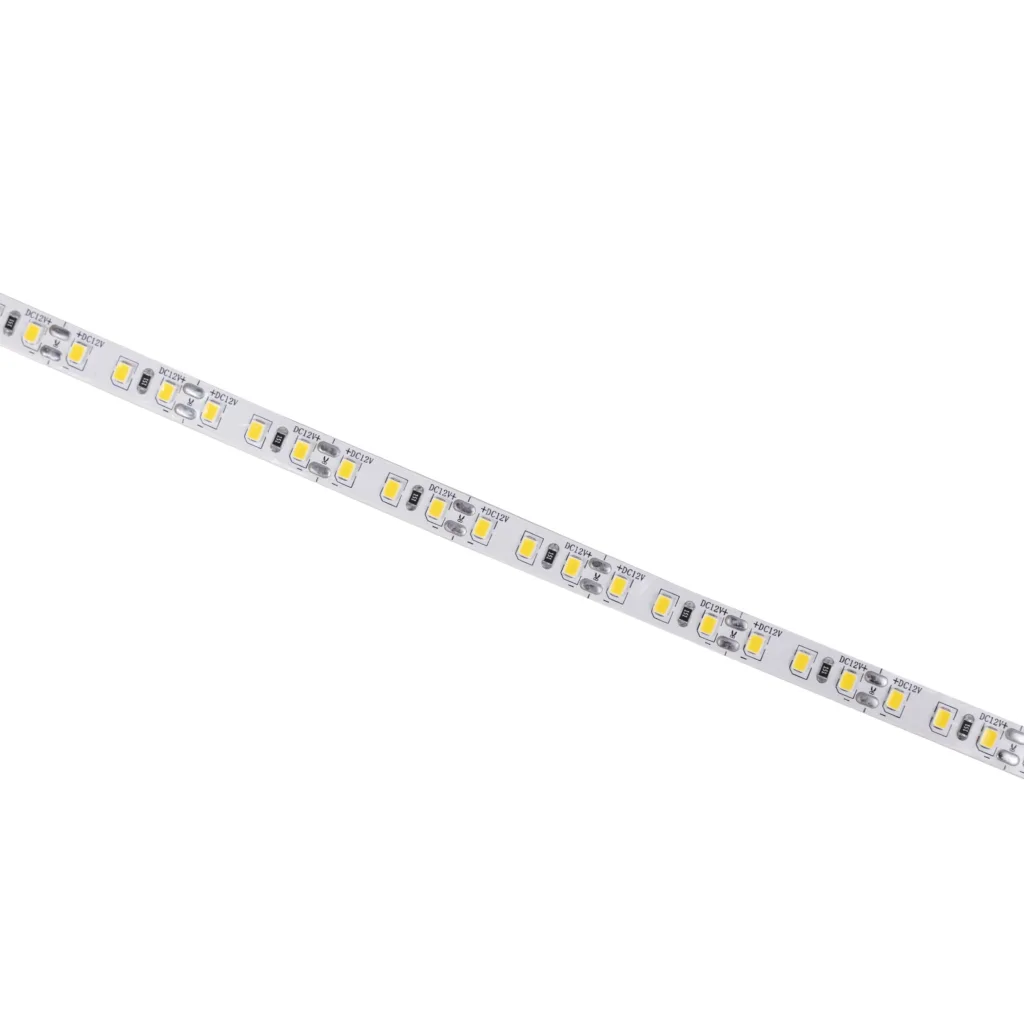 Лента светодиодная - 9,6W/m, 12V, 8мм, 2835, 120 д/м, IP20, теплый белый (3000K), CRI>80, 1100 Lm, 20м, AKS