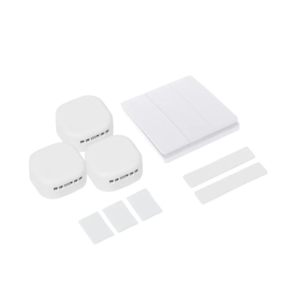 Выключатель кинетический, с реле, 3 клавиши, белый, AKS