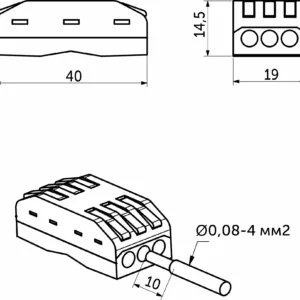 Соединитель электрический, клеммный, PCT-223, на три линии, проходной, быстрозажимной, GS