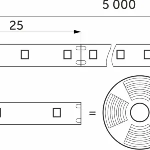 Лента светодиодная - 9,6W/m, 12V, 5мм узкая, 2835, 120 д/м, IP20, нейтральный белый (4000K), CRI>80, 1100 Lm, 5м, AKS