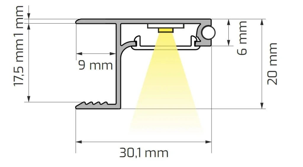 Профиль алюминиевый накладной/торцевой SKYLINE, с матовым экраном, без уплотнителя, 2м, алюминий, HLT