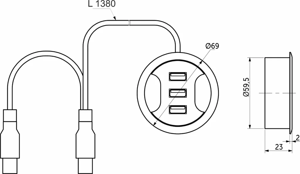 Разветвитель USB, 3 выхода, черный, AKS