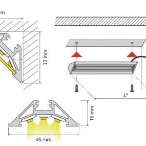 Профиль алюминиевый угловойTri-Line (Starline Opal) (длина 2м), HLT