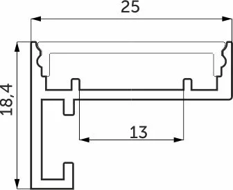 Профиль алюминиевый для подсветки зеркала, с экраном, 3,05м, GLS