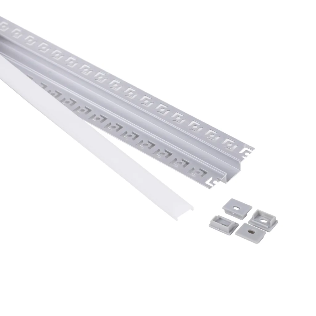 Профиль алюминиевый врезной в гипсокартон RIGEL-2013C, с экраном, цвет алюминий, 2м, AKS (в комплекте 4 заглушки)