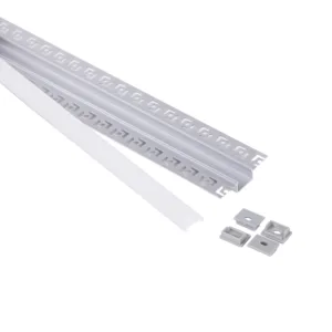 Профиль алюминиевый врезной в гипсокартон RIGEL-2013C, с экраном, цвет алюминий, 2м, AKS (в комплекте 4 заглушки)