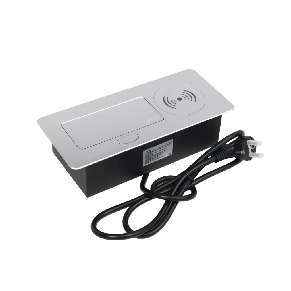 Выдвижной удлинитель Nova 5, 1 розетка, USB A + C, беспроводная зарядка, алюминий, AKS