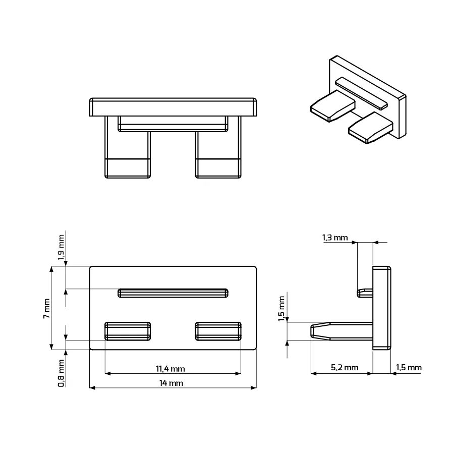 Заглушка к алюминиевому профилю Line Mini, серая, HLT