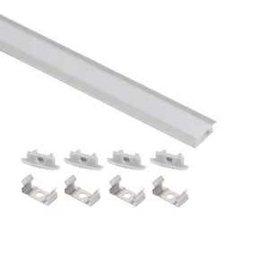 Профиль алюминиевый врезной LIRA-1707 с экраном, цвет алюминий, 2м, AKS (в комплекте 4 заглушки и 4 крепления)