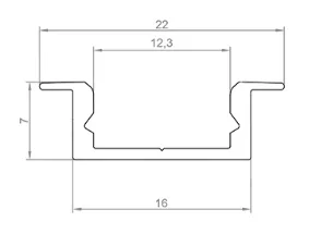 Профиль алюминиевый врезной 2207 с экраном, цвет алюминий, 3м, GS